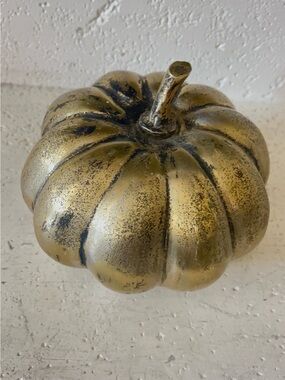 Metal Gold Decorative Pumpkin for fall or Halloween decor